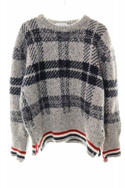 【中古】トムブラウン THOM BROWNE TIBETAN BLUE CHECKERED WOOL SWEATER GRAY サイズ 4 MKA410A-Y1506-035 ブルー チェック ウール セーター ニット グレー 【ブランド古着ベクトル】☆AA★●260507 メンズ 【ベクトル 古着】 260511｜ベクトル プリマベーラ店