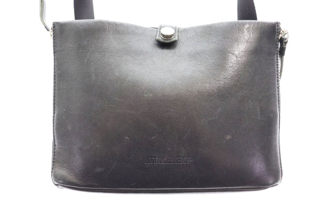 【中古】アタッチメント ATTACHMENT 18SS ハイグレイン レザー サコッシュ ショルダー バッグ ブラック 黒 【ブランド古着ベクトル】●▲260410 メンズ 【ベクトル 古着】 260413