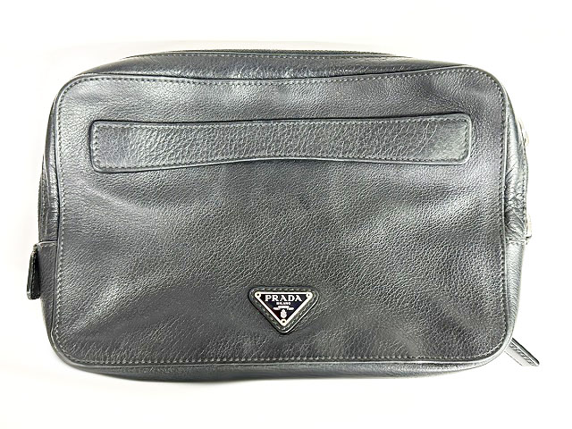 【中古】プラダ PRADA クラッチ セカンドバッグ VR0052 トライアングル ロゴ サフィアーノ レザー ブラック 黒 【ブランド古着ベクトル】☆AA★▲260411 メンズ 【ベクトル 古着】 260411｜ベクトル プリマベーラ店 26,950円