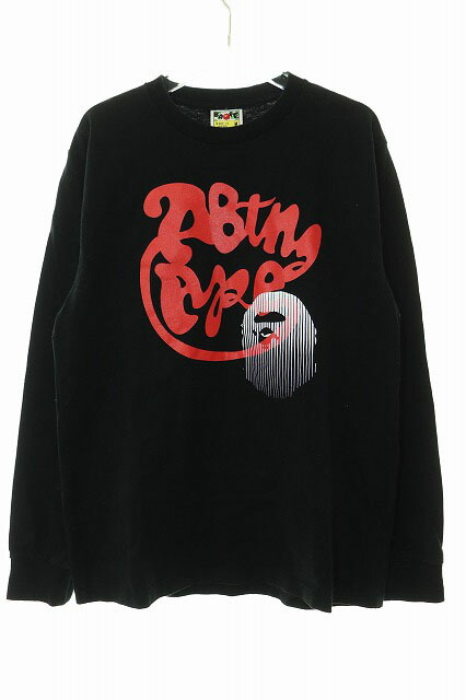 【中古】アベイシングエイプ A BATHING APE LOGO PRINT L/S TEE BLACK M ロゴタイプ 刷り上げる ロンT 長袖 黒いこと 【ブランド名古着ベクター】260426 メンズ 【ベクター 古着】 260426