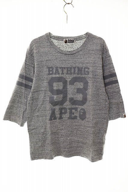 【中古】アベイシングエイプ A BATHING APE 手合わせプルオーバー ナンバリング ティーシャツ M大いさ 刷り上げる 五分袖 薄墨色 【ブランド名古着ベクター】260426 メンズ 【ベクター 古着】 260426 Tシャツ・カットソー-メンズファッション-トップス
