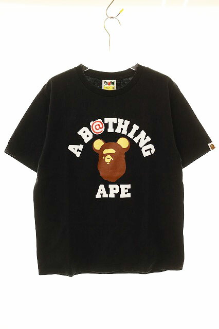 【中古】アベイシングエイプ A BATHING APE BE@RBRICK MEDICOM COLLEGE LOGO TEE BLACK M ベアブリック メディコム 分科大学 ロゴタイプ ティーシャツ 半袖 黒いこと 【ブランド名古着ベクター】260428 メンズ 【ベクター 古着】 260428 トップス-Tシャツ・カットソー-メンズファッション