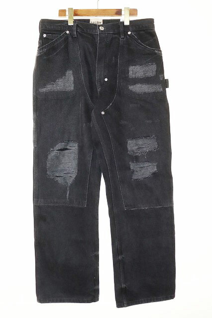 【中古】GALLERY DEPT ギャラリーデプト BRONKO CARPENTER PANTS SIZE32 BLACK ダブルニー 宮大工 ジーンズ ズボン下 黒いこと 黒 【ブランド名古着ベクター】260504 メンズ 【ベクター 古着】 260504