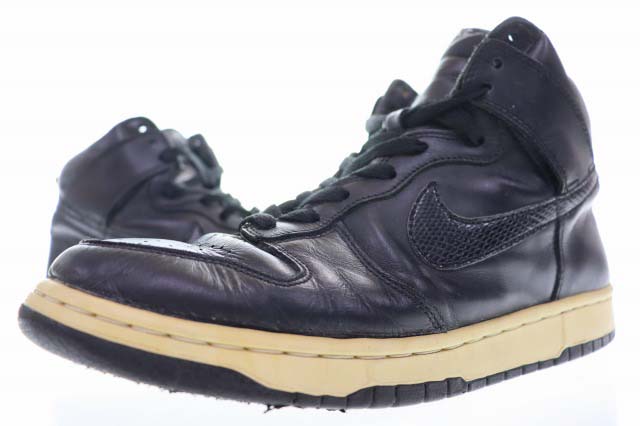 【中古】ナイキ NIKE × STUSSY 褒めたたえる用 2001 DUNK HI PLUS B BLACK SNAKE 28珊 302763-001 ステューシー ダンク ご機嫌 黒いこと 長虫 【ブランド名古着ベクター】 ▲■260513 メンズ 【ベクター 古着】 260513