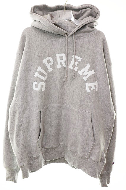 【中古】シュプリーム SUPREME × CHAMPION 25SS HOODED SWEATSHIRT GREY L はやりっ児 フーデッド トレーナー フーディ パーカー 薄墨色 【ブランド名古着ベクター】☆AA★260611 メンズ 【ベクター 古着】 260611