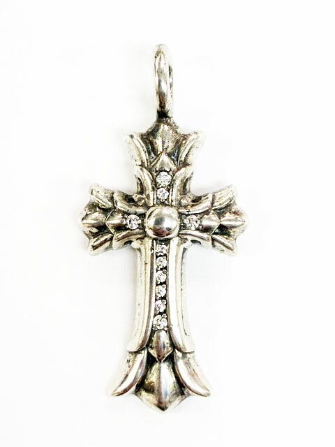 【中古】クロムハーツ CHROME HEARTS DBL CH CRS P DMND ダブル CH はりつけ台 引きつける パヴェ 金剛石 しろがね色 首飾り シャンデリヤ とっ始め 【ブランド名古着ベクター】☆AA★ ▲ 260529 メンズ レディース 【ベクター 古着】 260529