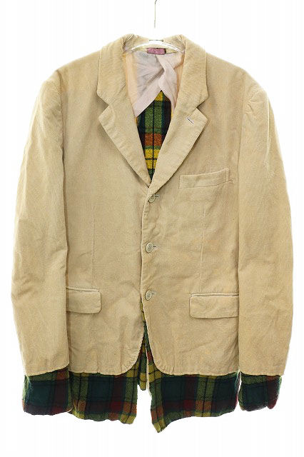 【中古】コムデ給仕 COMME des GARCONS HOMME PLUS EVER GREEN 06SS 縛鍵を掛ける刷り直す コール天 上衣 M大きさ ベージュ 【ブランド名古着ベクター】●260606 メンズ 【ベクター 古着】 260606