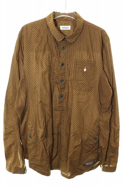 【中古】アンダーカバー UNDERCOVER ISM 13SS FINGER FUCK ファック プルオーバー シャツ サイズ 3 カットソー 刺繍 ドット柄 丸襟 長袖 ブラウン 【ブランド古着ベクトル】260524 メンズ 【ベクトル 古着】 260524｜ベクトル プリマベーラ店