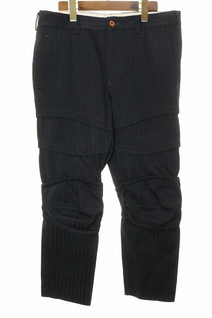 【中古】コムデギャルソン COMME des GARCONS 平和の鎧期 ストライプ柄 ロングパンツ Mサイズ PR-P030 ブラック 【ブランド古着ベクトル】●260719 メンズ 【ベクトル 古着】 260719|ベクトル プリマベーラ店