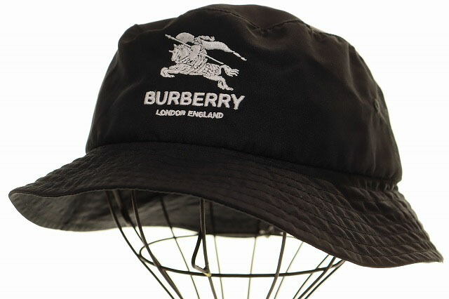 【中古】シュプリーム SUPREME × BURBERRY 22SS CRUSHER HAT BLACK M/L バーバリー 圧砕機 かぶり笠 かぶり笠 黒いこと 【ブランド名古着ベクター】☆AA★▲■260528 メンズ 【ベクター 古着】 260528