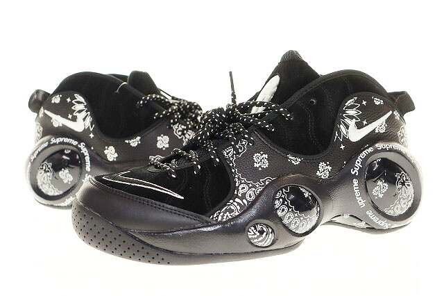 【中古】ナイキ NIKE &times; SUPREME AIR ZOOM FLIGHT 95 SP 27.5cm BLACK DJ8604-001 シュプリーム エア ズーム フライト ペイズリー柄 ブラック 黒 【ブランド古着ベクトル】☆AA★▲■260706 メンズ 【ベクトル 古着】 260706｜ベクトル プリマベーラ店