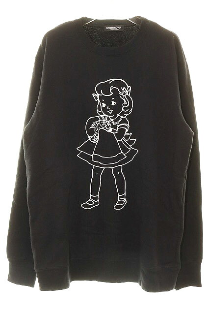 【中古】アンダー覆いかぶせる UNDERCOVER BRAINWASH GIRL SWEAT SHIRTS BLACK SIZE3 UAY9803-01 洗脳うしろ帯 刷り上げる 労働者の一団素っ首 流汗 黒いこと 黒 【ブランド名古着ベクター】260608 メンズ 【ベクター 古着】 260608