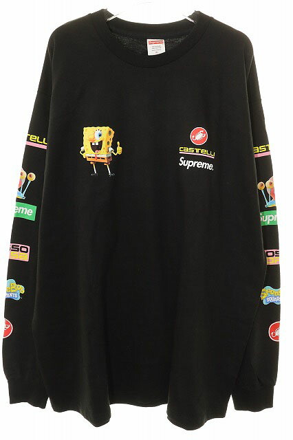 【中古】シュプリーム SUPREME x SPONGEBOB CASTELLI RACING L/S TEE BLACK XL スポンジボブ カステリ ロンT 長袖 ブラック 【ブランド古着ベクトル】☆AA★260712 メンズ 【ベクトル 古着】 260712｜ベクトル プリマベーラ店