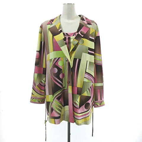 宅配 中古 レオナール Leonard ベクトルプレミアム店 1127 古着 ベクトル レディース Ibs Ll ベージュ系 ピンク 総柄 セット タンクトップ ジャケット シャツ 001 Www Tashtebmap Com