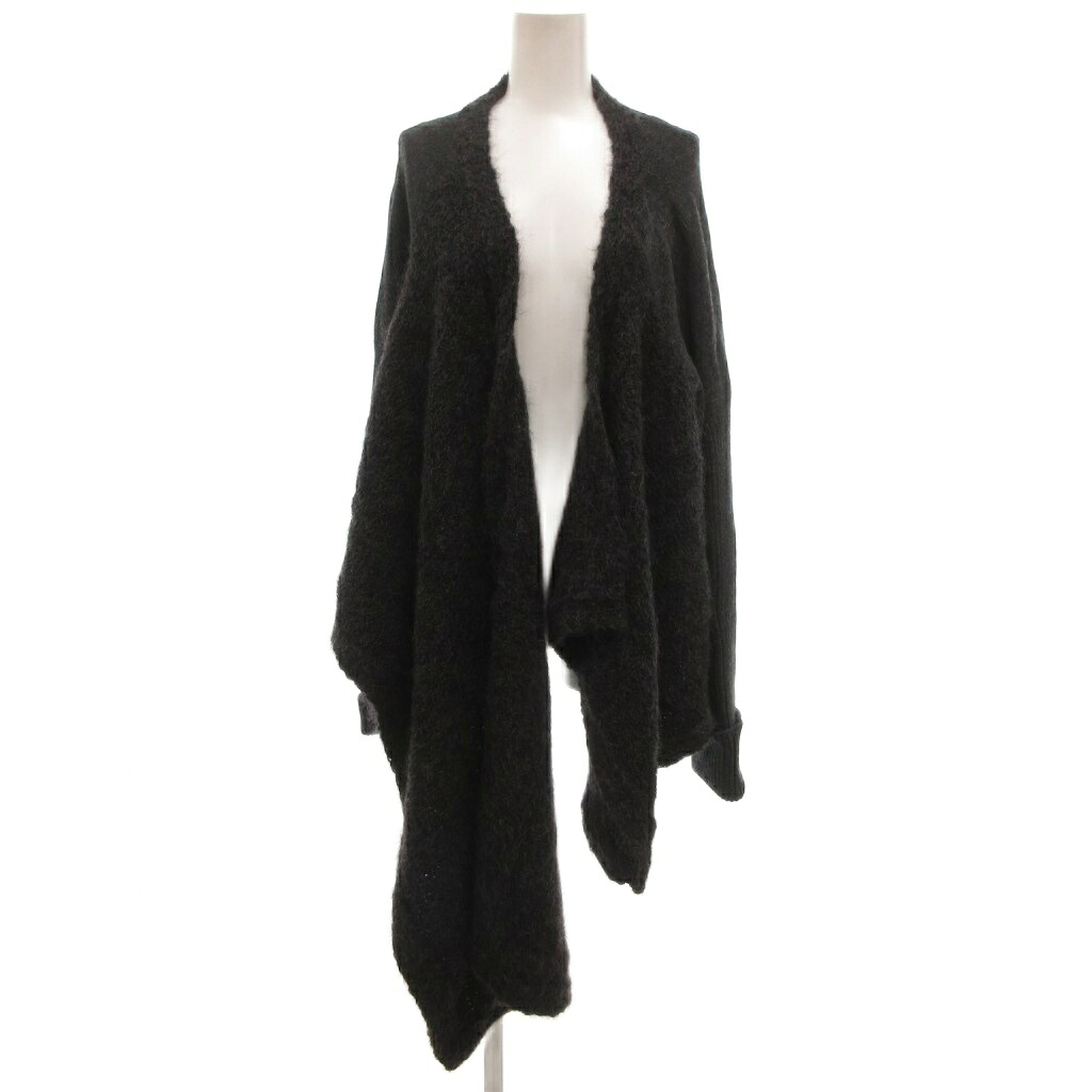 【中古】ジバンシィ GIVENCHY ニット カーディガン M アシンメトリー モヘヤ カシミヤ混 長袖 M チャコールグレー /NU レディース 【ベクトル 古着】 251201