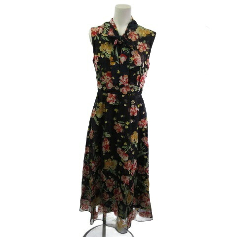 【中古】未使用品 グレースコンチネンタル GRACE CONTINENTAL タグ付き 19231087 フラワープリント3Dワンピース ノースリーブ 花柄 ネイビー 36 レディース 【ベクトル 古着】 251029