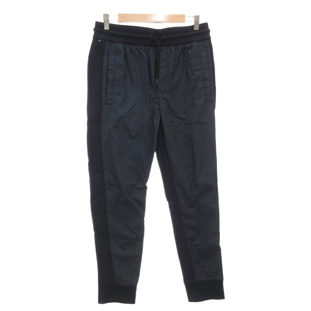【中古】ヒューゴボス HUGO BOSS トラックパンツ S イージー ジョガー サイド切替 ロゴ 紺 ネイビー /AE メンズ 【ベクトル 古着】 251111