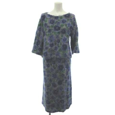 【中古】シ散らし広告 SYBILLA 羊毛 モヘア スコート セットアップ 7分袖 花柄 薄墨色 パープル M GBKAT27330 GBHAT25390 レディース 【ベクター 古着】 260201