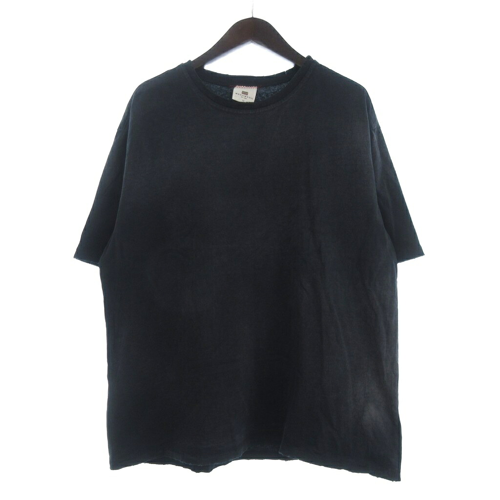 【中古】ムージムージ MOOJI MOOJI Tシャツ カットソー クルーネック 半袖 ダメージ加工 USA製 M 紺 ネイビー ■GY28 メンズ 【ベクトル 古着】 260225