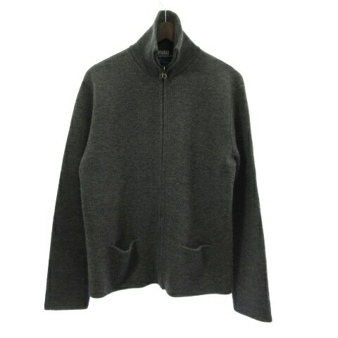 【中古】ポロ バイ ラルフローレン Polo by Ralph Lauren ジップアップ 編み物 ティーシャツ 長袖 薄墨色 M ■GY メンズ 【ベクター 古着】 260211