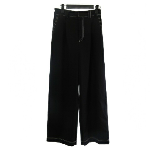 【中古】ダイアグラム Diagram 25AW 美品 タックカーブパンツ ワイドパンツ ステッチ 黒 ブラック 0325411352 レディース 【ベクトル 古着】 260326