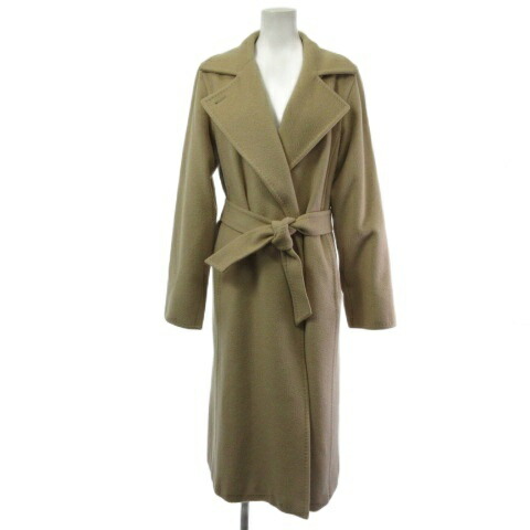 【中古】マックスマーラ MAX MARA マニュエラ キャメル ロングコート ウエストマーク ベージュ 36 10163339000 レディース 【ベクトル 古着】 260314
