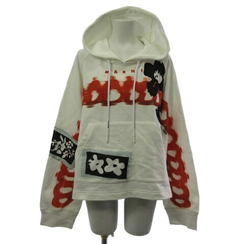 【中古】マルニ MARNI FLJE0233P0 USCY40 パーカー フーディ プルオーバー 花柄 プリント 白 ホワイト 38 レディース 【ベクトル 古着】 260324|ブランド古着ベクトルプレミアム店