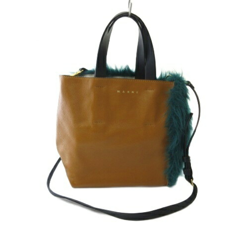 【中古】マルニ MARNI SHMP0040Q6 MUSEO SOFT MINI Shearling Shoulder Bag ショルダーバッグ クロスボディバッグ 赤銅色 緑であること レディース 【ベクター 古着】 260602