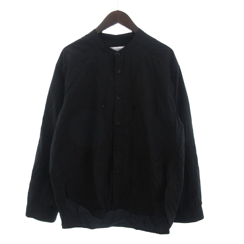 【中古】未使用品 タグ付き アフィット AFIIT OVERSIZE BAND COLLAR SHIRT シャツ 長袖 バンドカラー ポケット 黒 ブラック 1 メンズ 【ベクトル 古着】 251129