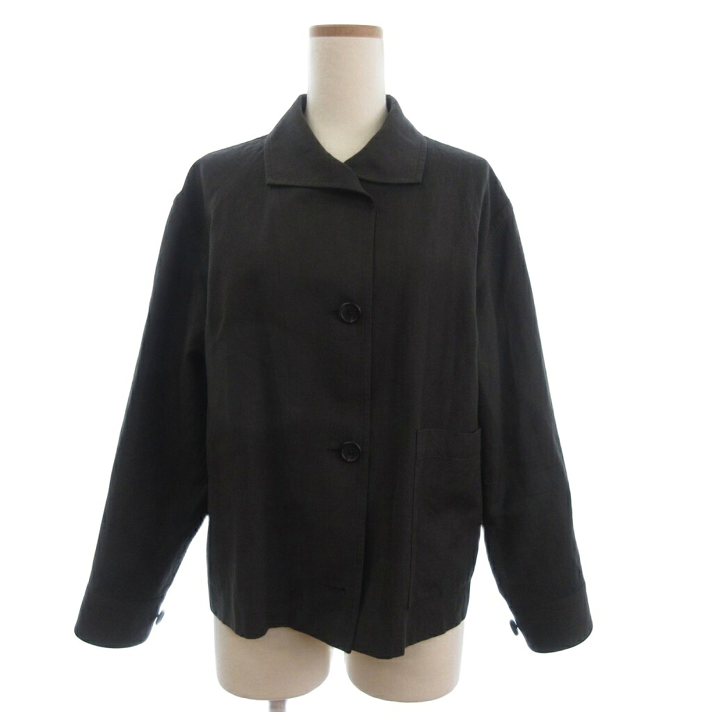 【中古】マーガレットハウエル MARGARET HOWELL WOOL LINEN HOPSAC ジャケット ワークシャツジャケット 無地 リネン 578-4120005 茶 ブラウン 2 レディース 【ベクトル 古着】 251203