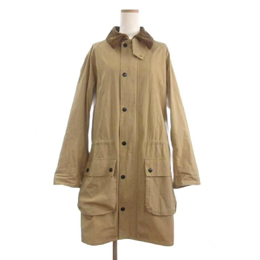 【中古】バブアー Barbour x Spick and Span 23SS 別注 GAMEFAIR SP COAT コート ロング フルジップ 衿コーデュロイ 231LCAS014 ベージュ 36 レディース 【ベクトル 古着】 251202｜ブランド古着ベクトルプレミアム店