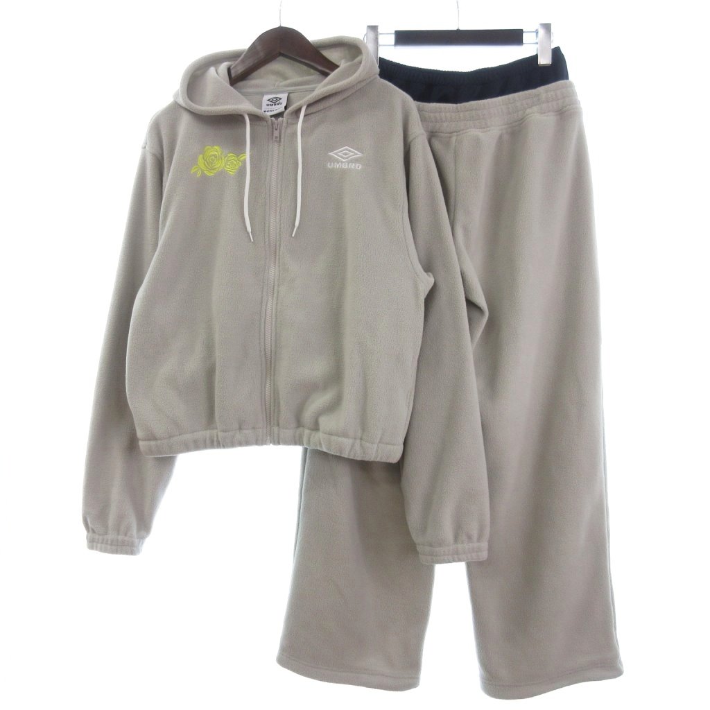 【中古】アンブロ UMBRO ROSE BUD ZIP-UP FLEECE HOODIE PANTS セットアップ フリースパーカー ズボン下 フーディー ONE ベージュ レディース 【ベクター 古着】 260128