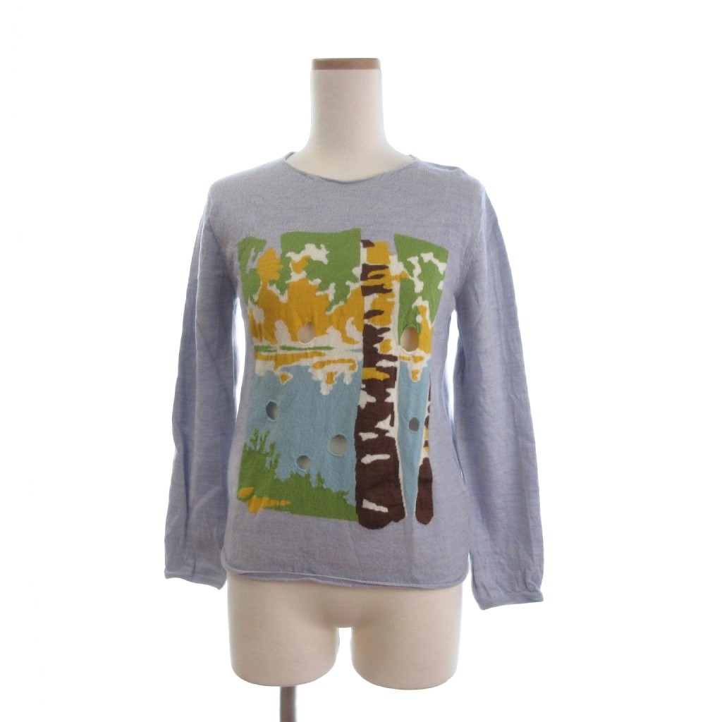【中古】コムデギャルソンシャツ COMME des GARCONS SHIRT ニット セーター 長袖 ダメージ加工 S24500 青 ブルー S ■TC レディース 【ベクトル 古着】 260120