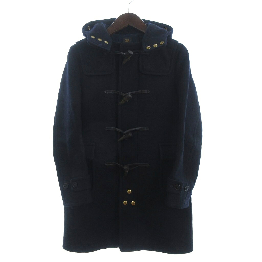【中古】サイ ベーシックス SCYE BASICS ダッフルコート ミドル丈 フード ジップアップ ウール 紺 ネイビー 38■TC レディース 【ベクトル 古着】 260203