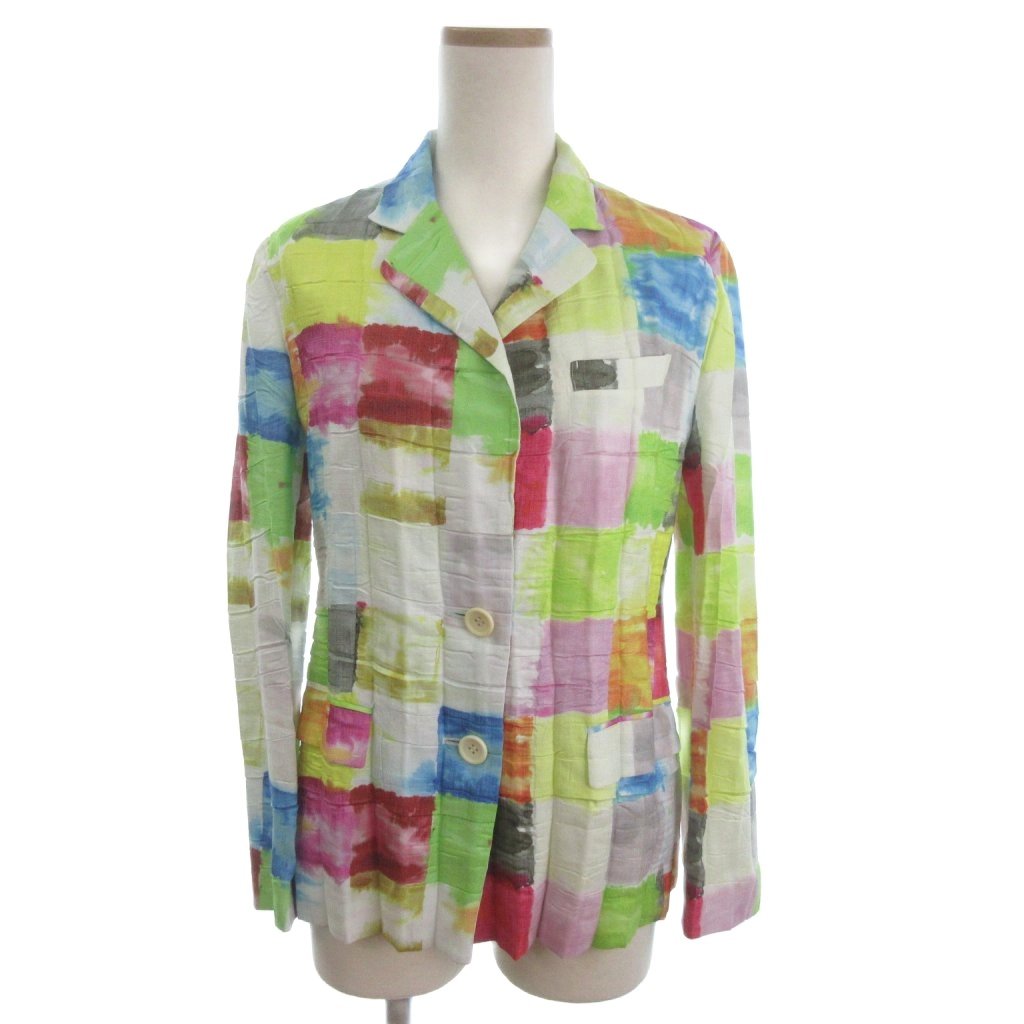 【中古】イッセイミヤケ ISSEY MIYAKE テーラードジャケット ブレザー プリーツ加工 カラフル マルチカラー 2 ■TC レディース 【ベクトル 古着】 260130