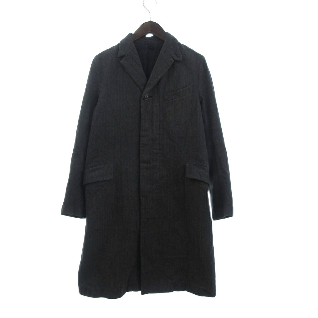 【中古】アーツ\u0026科学知識 ARTS \u0026 SCIENCE ARTS\u0026SCIENCE チェスターコート ロング丈 縞模様 薄墨色 1 ■TC メンズ 【ベクター 古着】 260130