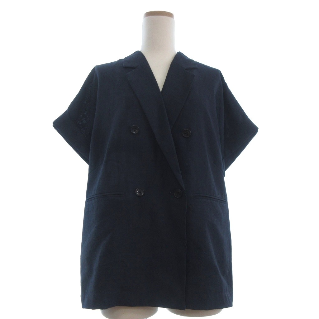【中古】グリーンレーベルリラクシング ユナイテッドアローズ green label relaxing ICEポリエステルフレンチスリーブシャツジャケット 半袖 3622-169-0 紺 ネイビー レディース 【ベクトル 古着】 260207