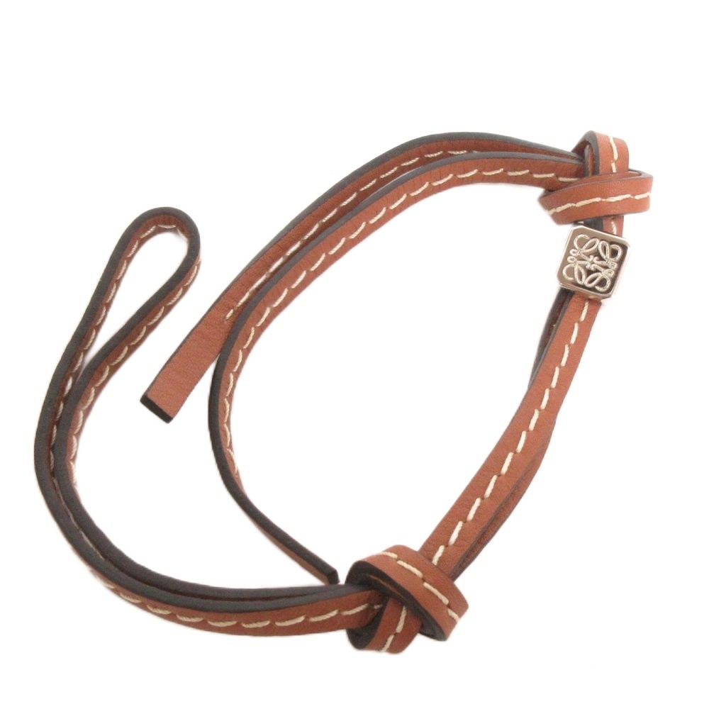 【中古】ロエベ LOEWE 美品 アナグラム ストラップ スモール チャーム レザー 0010591063 茶 ブラウン 小物 その他 【ベクトル 古着】 260223