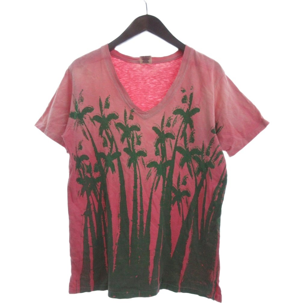 【中古】キャピタル kapital Tシャツ カットソー 半袖 Vネックプリント コットン ピンク 2 メンズ 【ベクトル 古着】 260225