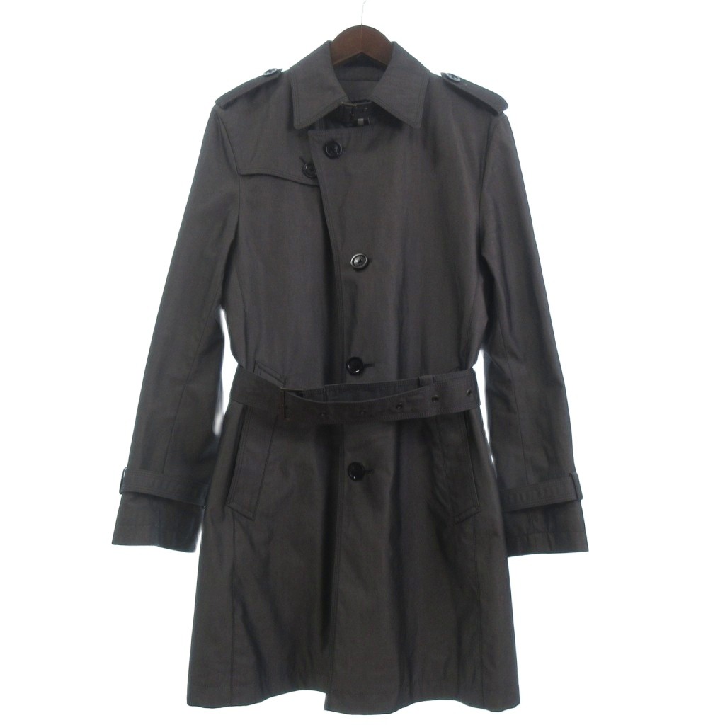 【中古】バーバリーブラックレーベル BURBERRY BLACK LABEL トレンチコート ひざ丈 長袖 無地 薄墨色 M メンズ 【ベクター 古着】 260319