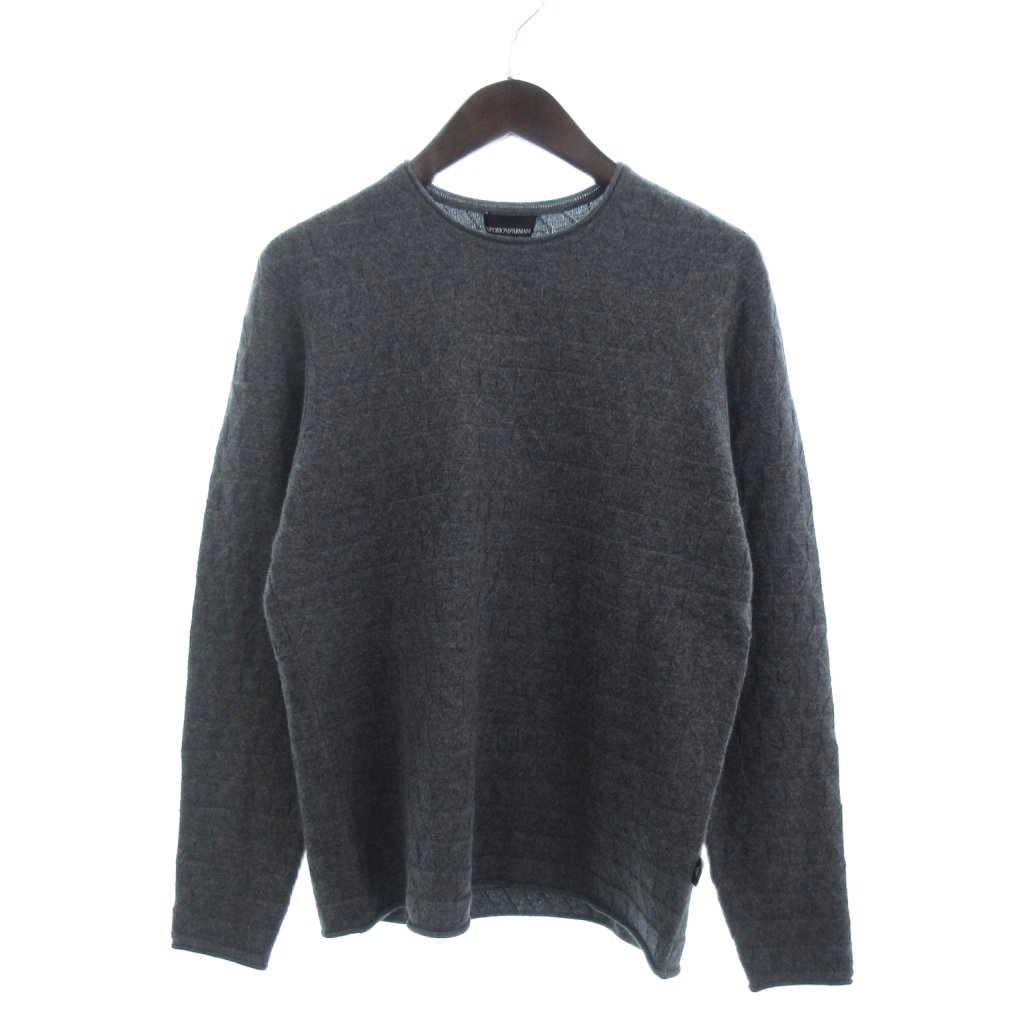 【中古】未当て嵌める品 エンポリオアルマーニ EMPORIO ARMANI 曳き船付き添い人 編み物 プルオーバー 長袖 労働者の一団のど首 羊毛 6K1MXT 1MXSZ 薄墨色 S メンズ 【ベクター 古着】 260315