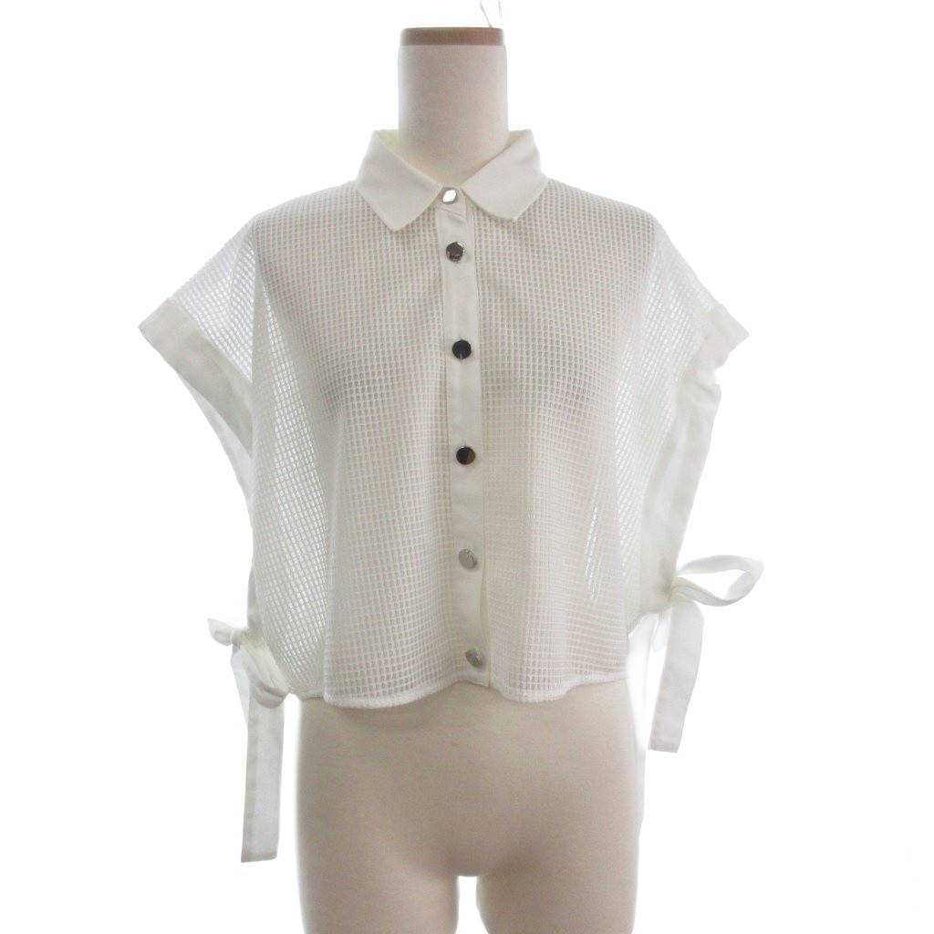 【中古】ダイアグラム Diagram 25SS メッシュポンチョシャツ ブラウス ノースリーブ シアー チュール 白 ホワイト 36 レディース 【ベクトル 古着】 260321