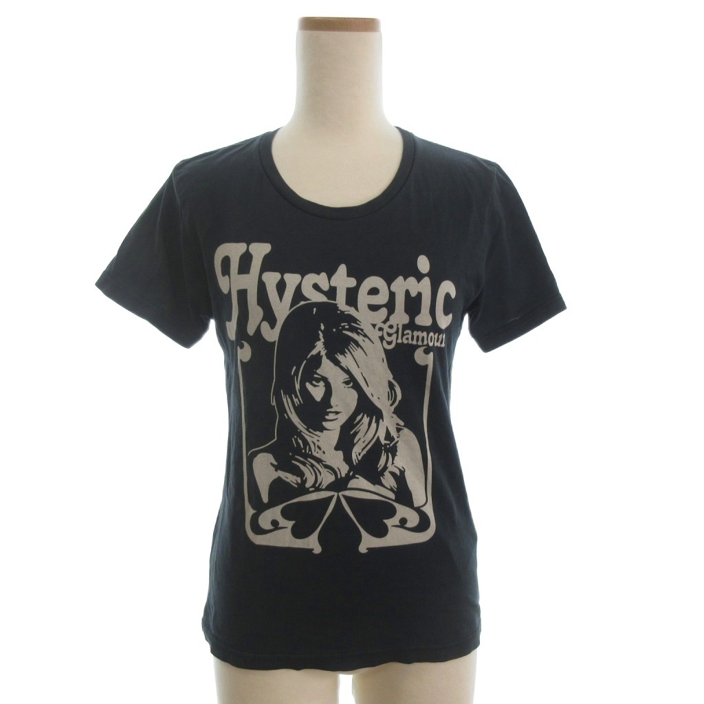 【中古】ヒステリックグラマー HYSTERIC GLAMOUR Ｔシャツ カットソー 半袖 プリント ガール 0113CT19 黒 ブラック F レディース 【ベクトル 古着】 260413