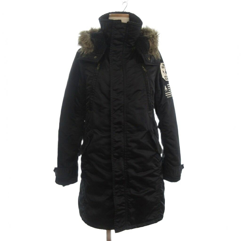 【中古】ヒステリックグラマー HYSTERIC GLAMOUR N-3B ミリタリーコート 中綿 ワッペン フェイクファー 0104AC01 黒 ブラック F レディース 【ベクトル 古着】 260411