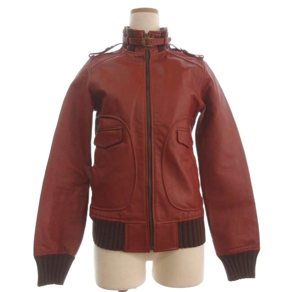 【中古】ヒステリックグラマー HYSTERIC GLAMOUR ライダース レザージャケット 長袖 スタンドカラー 2LB-6490 茶 ブラウン F レディース 【ベクトル 古着】 260413