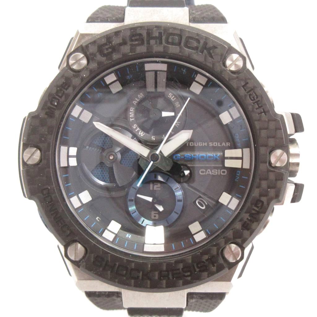 【中古】カシオジーショック CASIO G-SHOCK G-STEEL ウオッチ アナログ 手ごわいソーラー カーボンベゼル GST-B100XA-1AJF 黒 黒いこと 青 青碧 御覧になる メンズ 【ベクター 古着】 260502