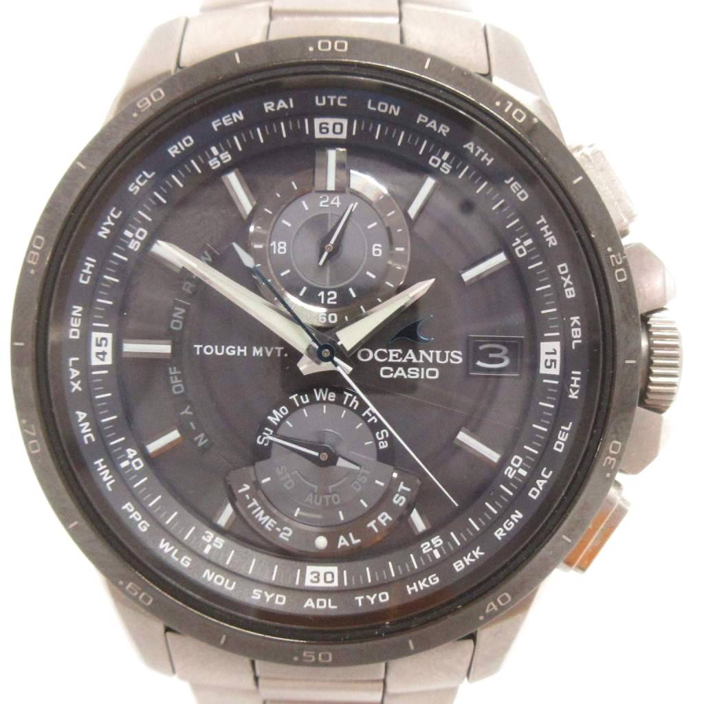 【中古】カシオ CASIO OCEANUS ウオッチ アナログ 手ごわいソーラー デイト OCW-T1010-1AJF 文字記号盤 黒 黒いこと 御覧になる メンズ 【ベクター 古着】 260503