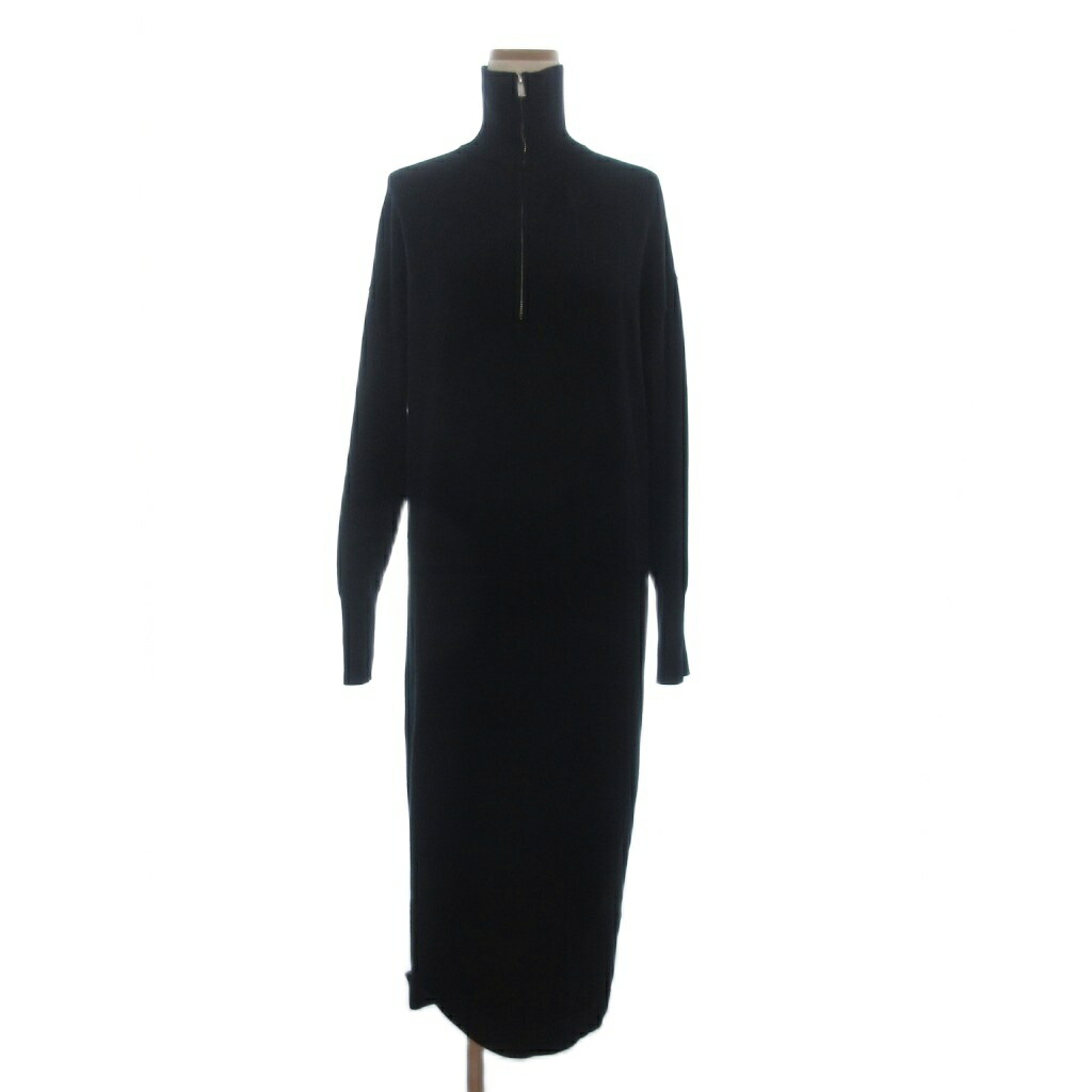 【中古】ダイアグラム Diagram 25SS ニットロングワンピース 長袖 ハイネック ハーフジップ ロング丈 黒 黒いこと 36 レディース 【ベクター 古着】 260509