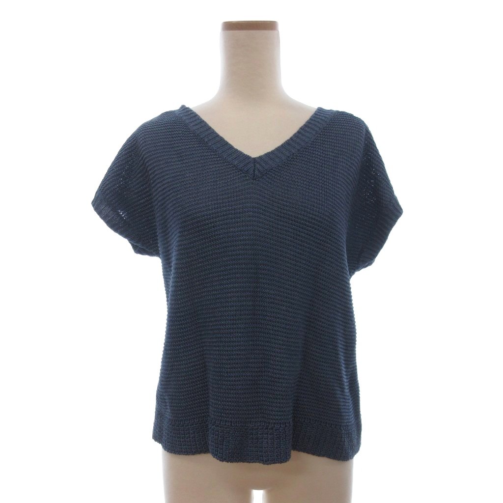 【中古】ローレンラルフローレン LAUREN RALPH LAUREN 美品 ニットベスト Vネック リネン 青 ブルー M レディース 【ベクトル 古着】 260526|ブランド古着ベクトルプレミアム店