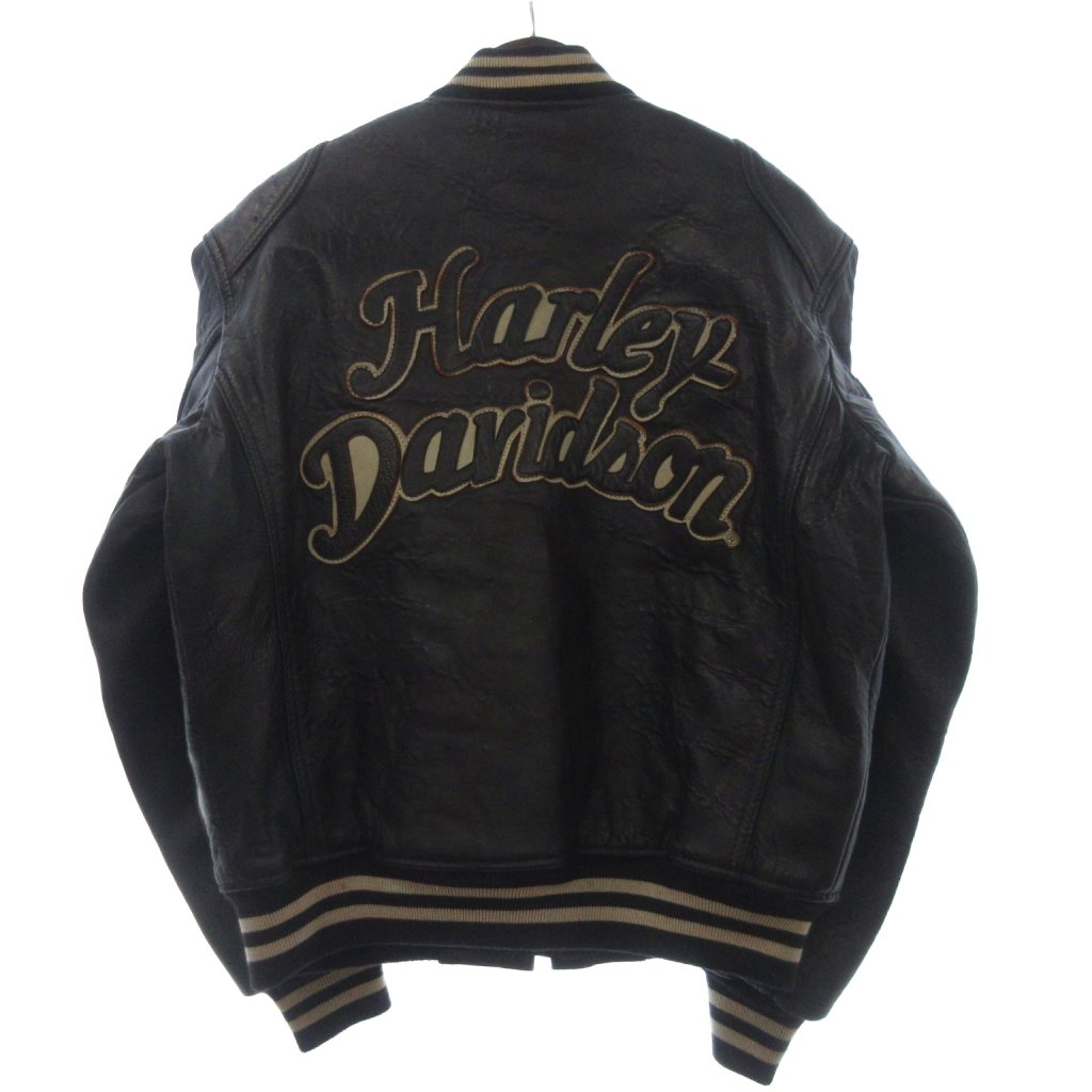 【中古】ハーレーダビッドソン HARLEY DAVIDSON スタジャン レザージャケット ジップアップ ロゴ 長袖 M 黒 ブラック メンズ 【ベクトル 古着】 260605｜ブランド古着ベクトルプレミアム店 15,470円